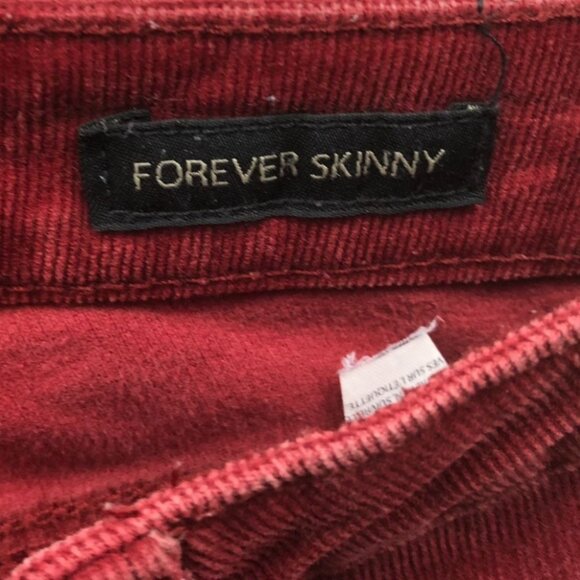 Jessica Simpson Womens Forever Skinny Pants Size 28 Corduroy Slim Straight Red - Picture 7 of 16